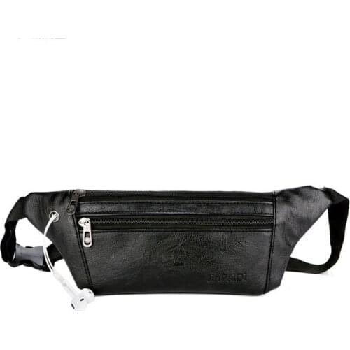 2019 New Men PU Leather Belt Bum Waist Pouch Fanny Pack Crossbody Shoulder Sport Zip Bag