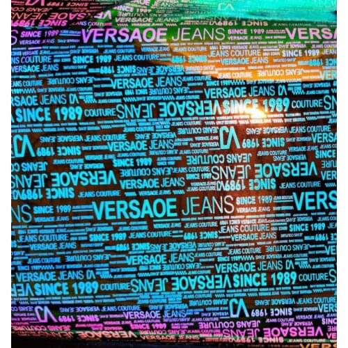 2020 New Fashions Magic Letters Printed Holographic Synthetic Leather Material