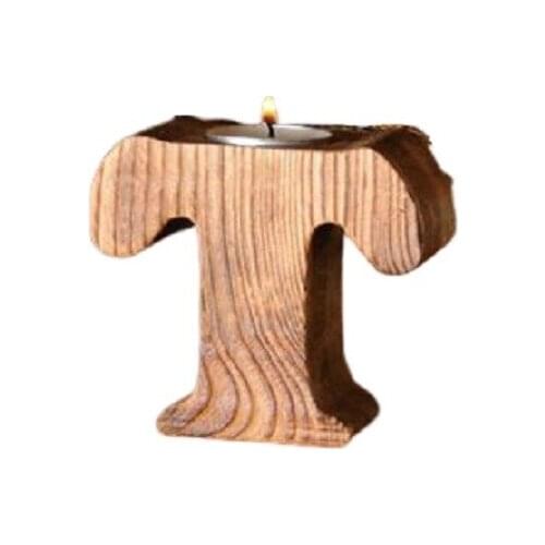 Wholesale Hediyeci Wooden Letter candle Holder “t“ candle and candlestick свеча и подсвечник vela y candelero