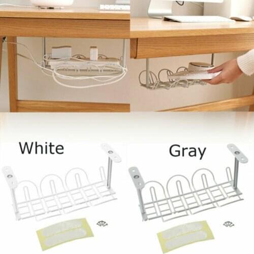 Under Desk Storage Rack Cable Management Tray Power Line Storage Organizer Wire Cord Charger Plugs Home Office Suction Wall Tool