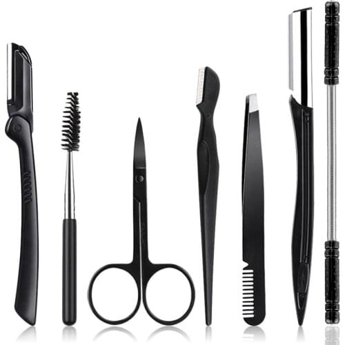 6PCS/1Set Hair Remover Spring Portable Creative Face Hair Spring with 6PCS Eyebrow Kit Makeup Beauty Tools For Women Girl