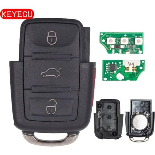 Keyecu Remote Control Key 3+1 Buttons Fob 315MHz for Volkswagen 1J0 959 753 AM/DC