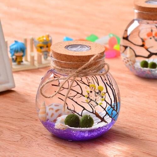 LED Romantic 11cm Round Glass Jar Terrarium with Colorful LED Light Cork Home Decoration For Mom Lady Girl Birthday Gift