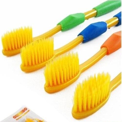 Yellow color Retail pack(4pcs) Hot selling eco-friendly nano bamboo Charcoal healthy dual adult toothbrush,dental care product