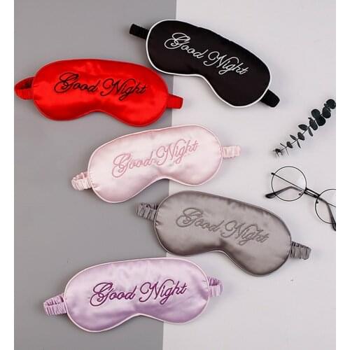 Silk Sleep Mask Ice Pack Sleeping Eye Cover Night Sort Silk Blindfold For Women Men Good Night Pattern Embroidery Relax Bandage