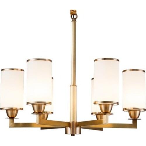 Modern Real Bronze Copper Chandelier for Bedroom Kitchen Living Room Glass Lampshade Ceiling Home Lighting BLC015