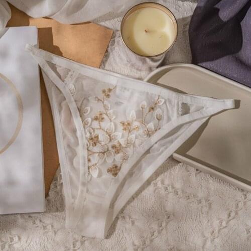 BIIGGXX seamless women panties cute embroidery lace thong low waist sexy underwear comfortable high-end cotton lingerie