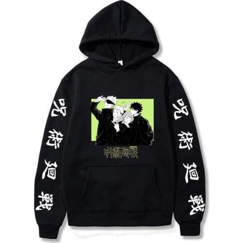 Jujutsu Kaisen Gojo Satoru Squad Japanese Anime Hooded Sweatshirt Men Harajuku Cartoon Clothes Long-Sleeved Warm Pullover Hoodie