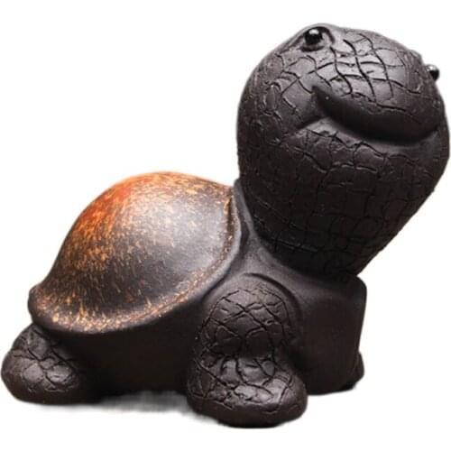Vintage Ceramic Handmade Tortoise Tea Pet Purple Clay Office Desktop Bonsai Mini Cute Turtle Ornament Animal Figurine Home Decor