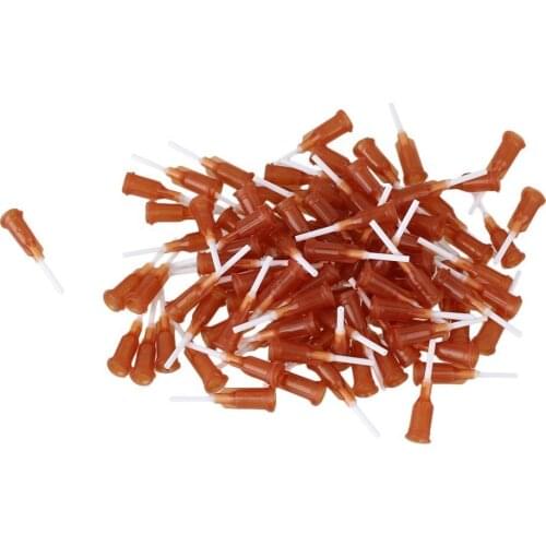 1/2" Plastic&PP Spiral Connector Adhesive Glue Tip Dispensing Needles Pack of 100 (15Ga Amber)