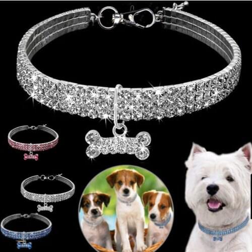 1Pcs Rhinestone Dog Cat Collar and Leash Soft Bow for Doggie Puppy Cat Small Pet Harness Collars