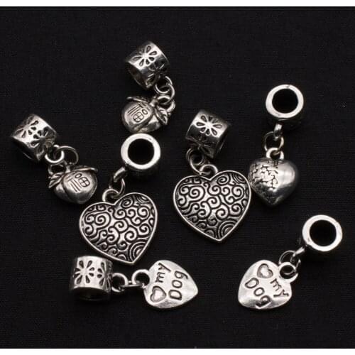 10pcs/pack retro zinc alloy heart shaped peach heart pendant accessories handmade diy ladies necklace pendant accessories