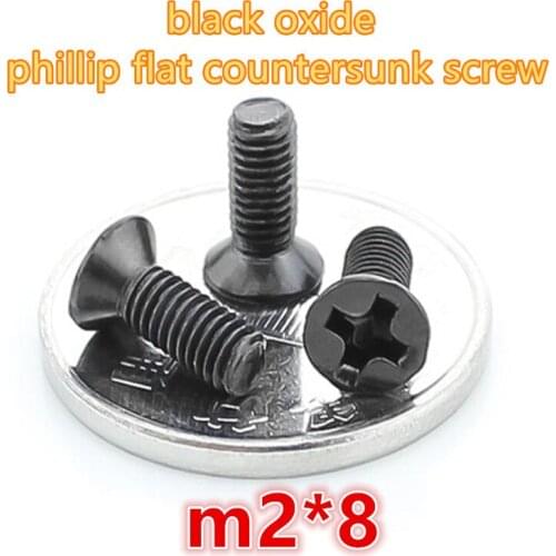 1000pcs m2*8 carbon steel with black zinc oxide phillip cross recessed head mini micro electronic screw machine screw