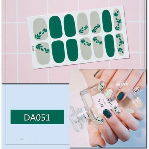 14tips/sheet Colorful 3D Nail Art Sticker Adhesive Full Tips Polish Slider Shiny Nail Decorations DIY Stencil Manicure