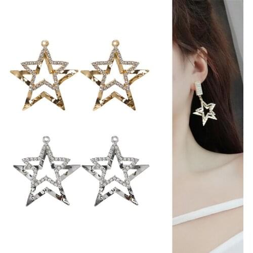 2020New 50Pcs Rhinestones Double-Star Pendants Alloy Button for DIY Jewelry Earring or Necklace Accessories LX42