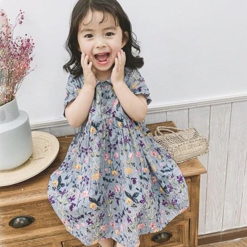 2020 New Summer Girls' Dress Cute Korean Floral flower Suspender Princess Party Dress Childrens Baby Kids Girls Clothing