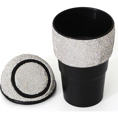 Diamond dustbin, water cup slot water storage bucket multi-function storage box sundry bin with cover car trash can basket