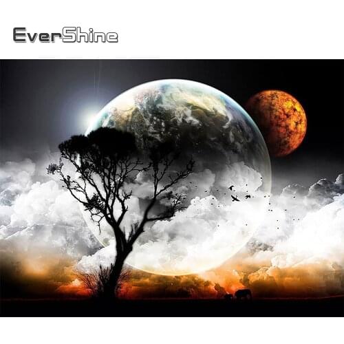 EverShine Diamond Painting Full Drill Square Moon 5D DIY Diamond Embroidery Landscape Cross Stitch Set Mosaic Wall Decor