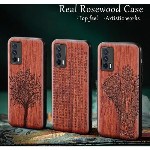 Carveit Wood Cases For VIVO iQOO Neo5 Real Wooden Cover 2021 Original Soft-Edge Luxury Carved Shell Thin Accessories Phones Hull