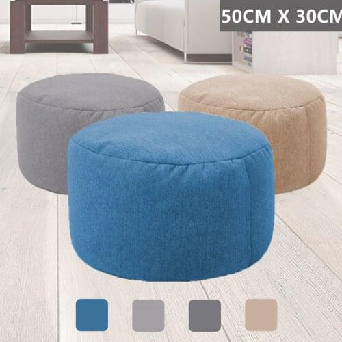 50X30CM Round Beanbag Sofas Cover Waterproof Gaming Bed Chair Seat Bean Bag Solid Color Lounger Chair Sofa Cotton Linen Chair