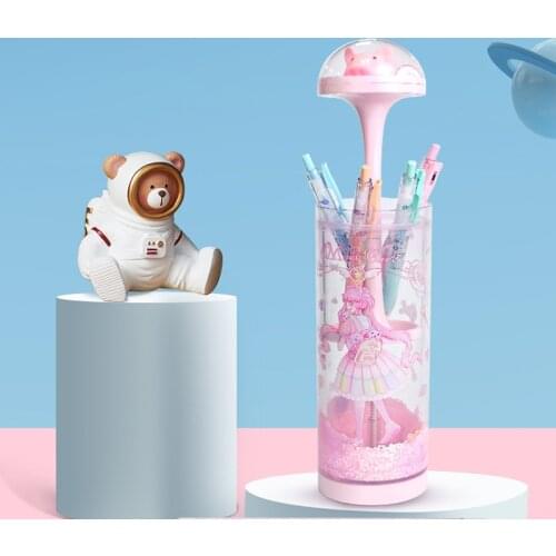 NBX Pencil Case Kawaii Lifting Standing Pen Horder for Boy Girl Large Cute Capacity Quicksand Stationery Box Office School Gift