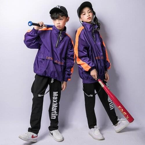 Kids Hip Hop Clothing Jazz Street Dance Costume Jacket Coat Pants for Girls Boys Ballroom Dancing Clothes Party Stage Wear