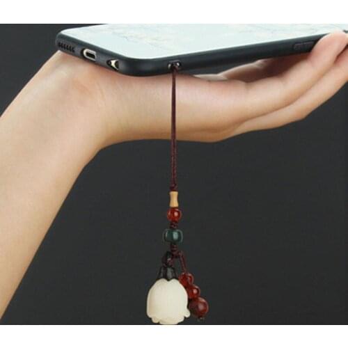 Chinese style bodhi child tulip keychain couple short creative lucky anti-lost shell lanyard pendant bag ornaments