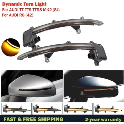 For Audi TT TTS Mk2 8J TTRS R8 2007-2014 LED Side Wing Mirror Dynamic Blinker Sequential Turn Signal Indicator Lamp Blinker