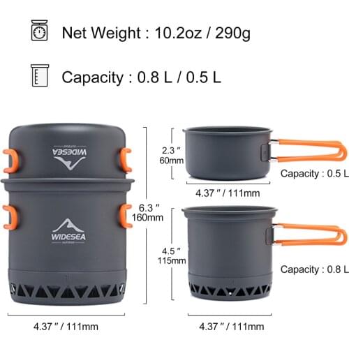 Cooking Pot Set for a Hike Camping Bowler Trekking Outdoor Heat Cooker Travel Tableware Tourist Equipments Hiking Cookware Goods