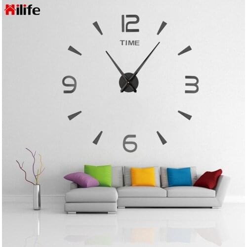Home Decoration Wall Clock For Living Room Modern Design Quartz Watch DIY Acrylic Sticker Clock Creative