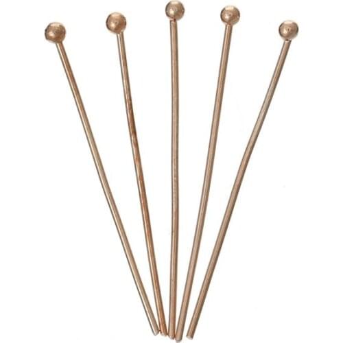 DoreenBeads Copper Head Pins Ball rose gold color 3cm long,0.7mm(21 Gauge),300PCs