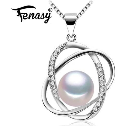 FENASY Pearl Jewelry New Custom 925 Sterling Silver Flower Pendant Genuine natural Pearl Necklaces For Women