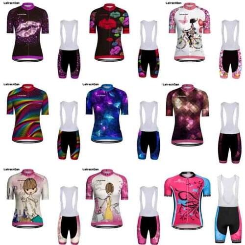SPTGRVO Lairschdan Coloful MTB Bike Jersey Shorts Set Ropa Ciclismo Women Cycling Clothing Girl Bicycle WearBottom Padded Female
