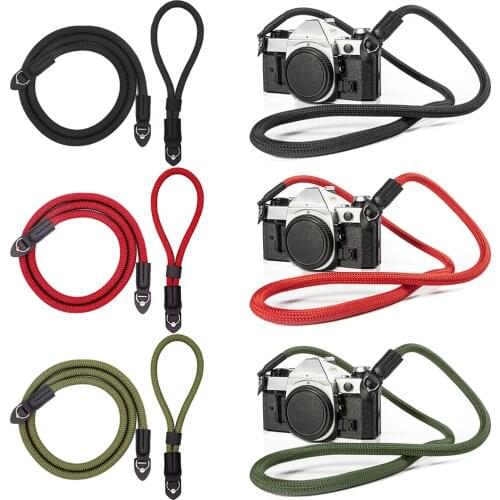 Besegad Vintage Camera Strap Set Handmade Nylon Leather Neck Shoulder Sling Belt w/Wrist Strap for Leica Nikon Fuji Pentax Canon