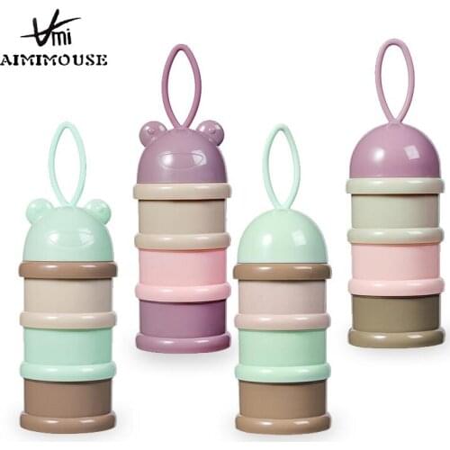 3 layer Frog Portable Baby Food Storage Box Essential Cereal Cartoon Milk Powder Boxes Toddle Kids Formula Baby Milk Container