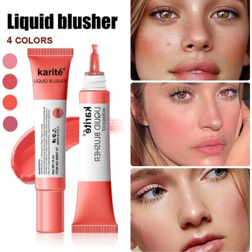 Peach Pink Liquid Blush Cosmetics 4 Color Cheek Tint Contour Cream Matte Blusher Natural Long-Lasting Face Rouge Make up Palette