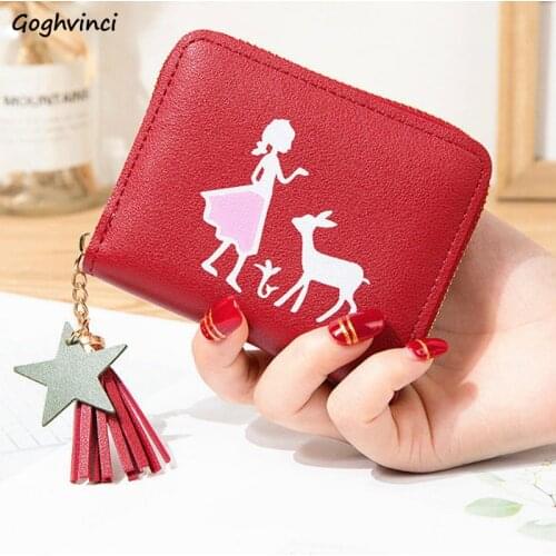 Wallets Women Cartoon Printing Zipper Tassel Kawaiii Girls Mini Purse Fashion Embroidery Ins Fashion Money Bag All-match Ulzzang