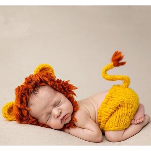Newborn Cartoon Animals Photography Costume Baby Easter Monthly 100 Days Photo Prop Infant Knit Hats Outfits Photo Accessories