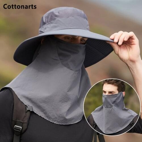 Summer Quick-drying Boonie Men Women Adjustable Hats Outdoor Face Mask Wide Brim Bucket Hat Hunting Sun Protection Fishing Cap