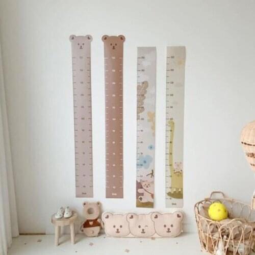 Nordic Children Height Ruler Canvas Hanging Growth Chart Kids Room Wall Decor Wall Sticker Ruler Cartoon Printed Wall Decoration