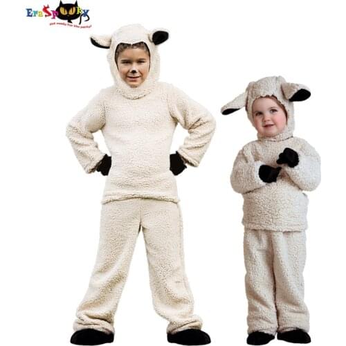 Eraspooky Cute Woolly Sheep Little Lamb Cosplay Toddler Halloween Costume For Kids Animal Suit Christmas Purim Party Fancy Dress