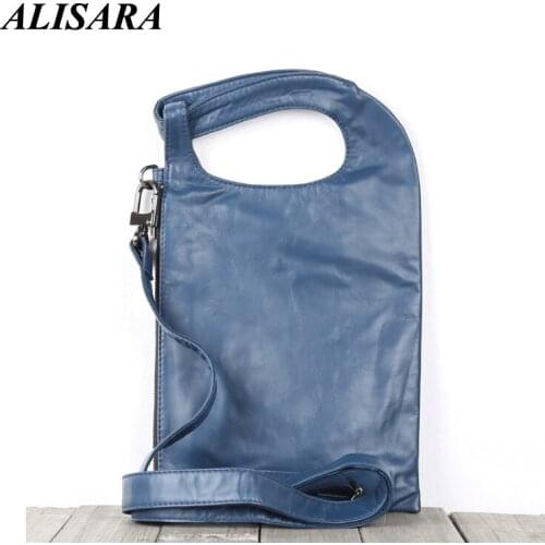 Alisara Multifunctional Messenger Bag First Layer Cow Leather Top End Handmade Men Clutch Totes Satchel Shoulder Crossbody Bags