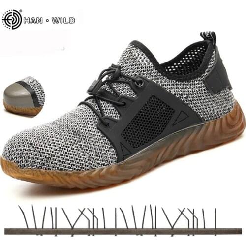 Mens Summer Shoes Breathable Steel Toe Anti Smashing Protective Boots Men Puncture Proof Safety Work Shoes