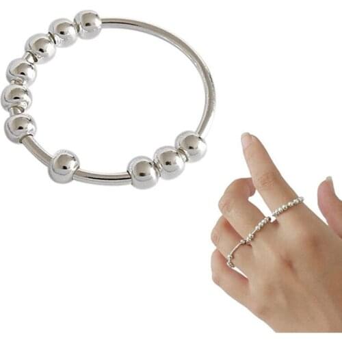 2021 New Fashion Spinner Fidget Beads Rings Anxiety Worry Peace Rings Relieving Stress Rings Accessories For Woman Girls