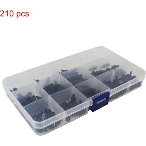 210 pcs Raspberry Pi M3 M2.5 Plastic Screws Nuts Nylon Black Screws + Case for DIY Robot Car RC FPV Raspberry Pi 4B/3B+/3B
