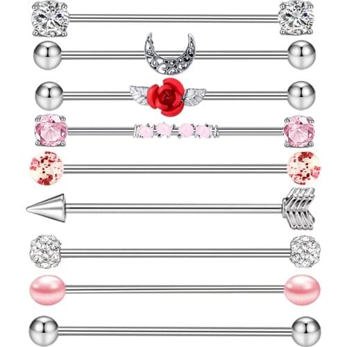 Industrial Barbell Allergen Earrings Ear Stainless Steel Lip Rings