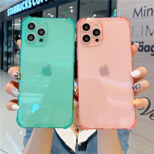 Transparent Soft Silicone Candy Phone Case for iPhone 12 11 Pro Max XS Max X 7 8 Plus Cute Simple Shockproof Bumper Back Cover