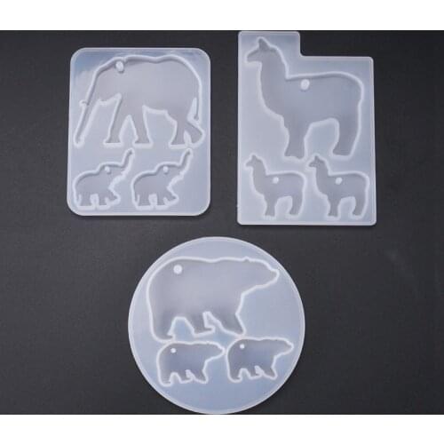 DIY crystal dropper mold hanging mold elephant Alpaca polar bear triple size silicone mold