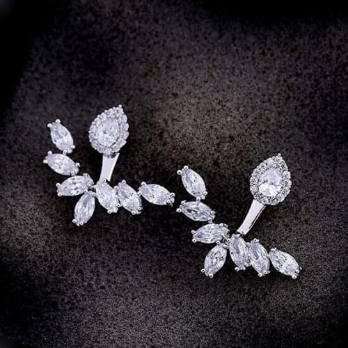 AAA Quality Fashion 2016 New Style Aesthetic Water Drop CZ Crystals Silver Earrings Neckband Dual-use Stud Earrings For Women