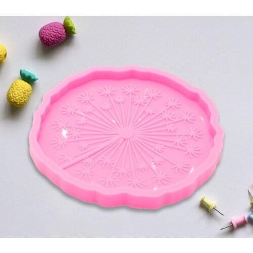 U90E Super Shiny Cup Mat Epoxy Resin Mold DIY Dandelion Coaster Tray Silicone Mould